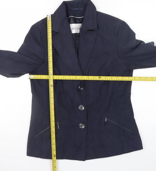 Artigiano Women's Blue Size 12 Blazer Jacket Classic Smart Lined
