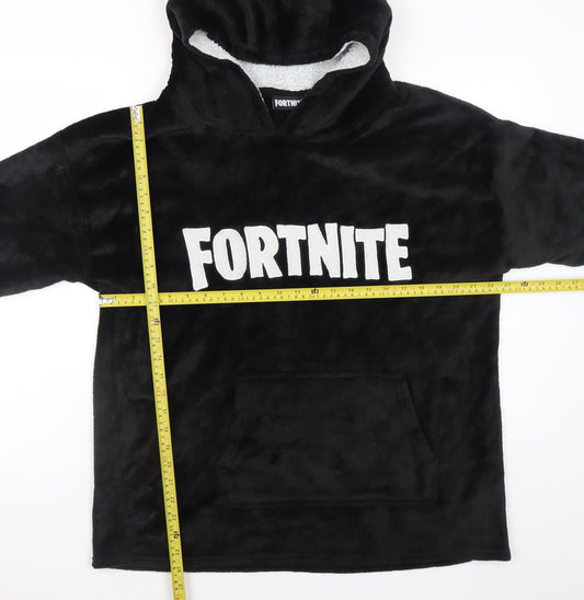 Fortnite Boys Black Fleece Hooded Robe One Size Winter Nightwear