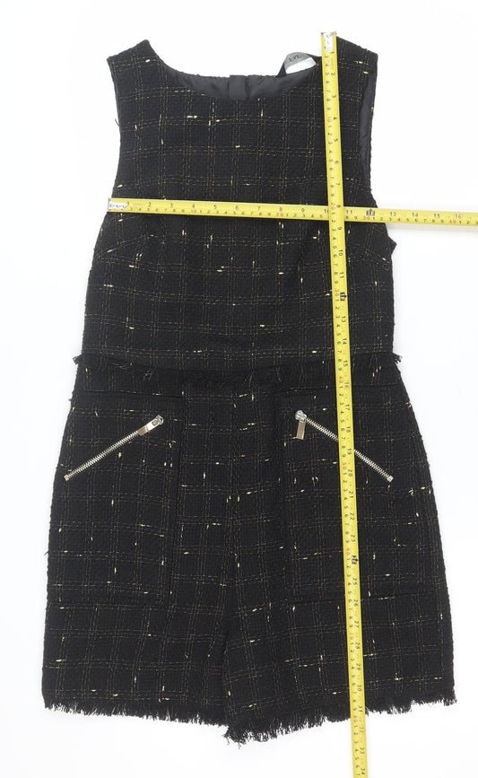 F&F Women's Black Gold Tweed Sleeveless Playsuit Size 8