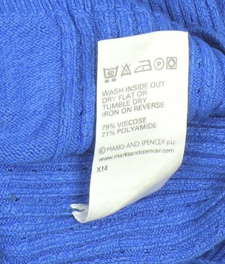 Marks and Spencer Women Blue V-Neck Long Sleeve Pullover Jumper Size 12