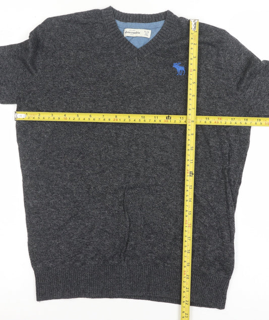 Abercrombie Kids Boys Grey V-Neck Jumper XL/16 Cotton Blend