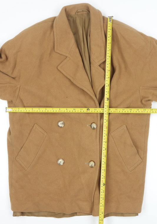 Marks and Spencer St Michael Women's Beige Wool Pea Coat UK 10 Petite Fit