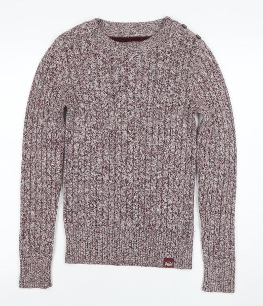 Superdry Women's Brown Cable-Knit Pullover Jumper Size 2XS