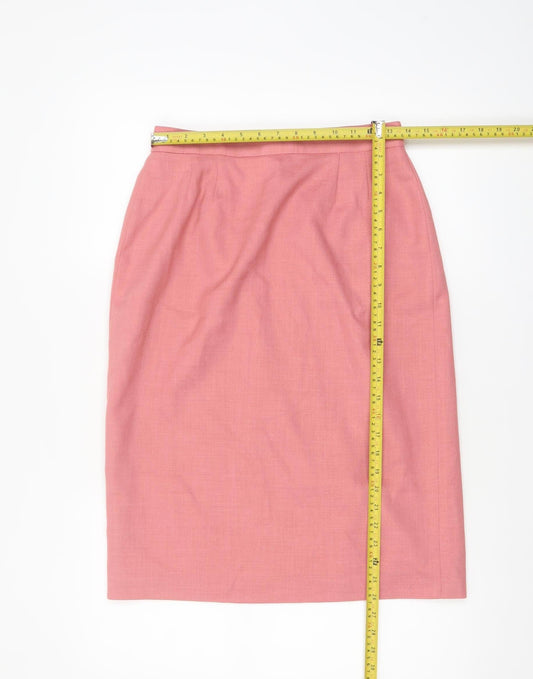Viyella Women's Pink Wool Pencil Skirt UK 12 Vintage Lined