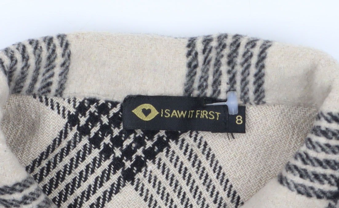 Additional view of I Saw It First Women’s Beige Check Shacket Jacket, size UK 8