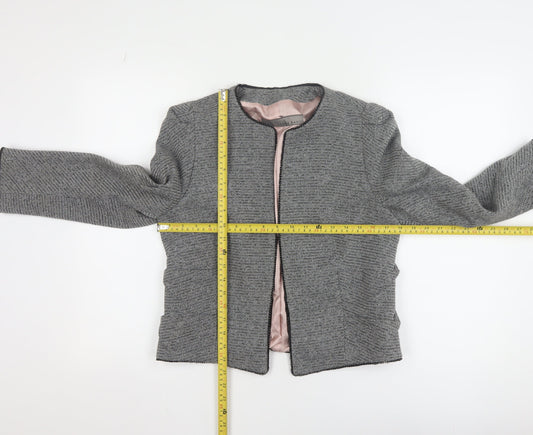 Zara Basic Women's Grey Tweed Single-Breasted Blazer UK 14