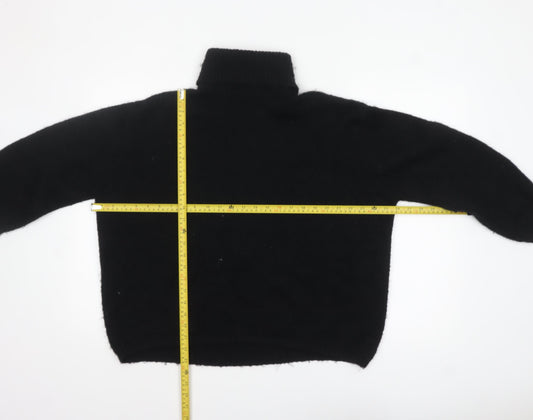 ASOS DESIGN Women's Black Roll Neck Chunky-Knit Jumper Size S