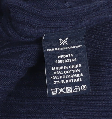 Crew Clothing Company Women's Blue Cotton V-Neck Cable Knit Jumper Size 12