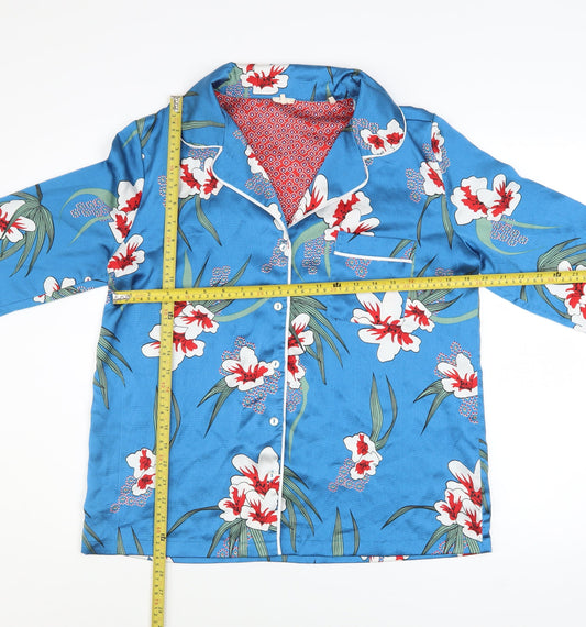 Carolyn Donnelly Eclectic Women Blue Floral Satin Pyjama Top M