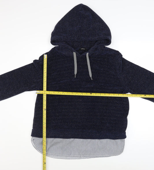 Klass Women Navy Blue Hooded Pullover Sweatshirt Size M Polyester Blend