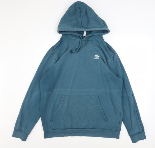 Adidas Mens Blue Pullover Hoodie L Cotton Classic Logo