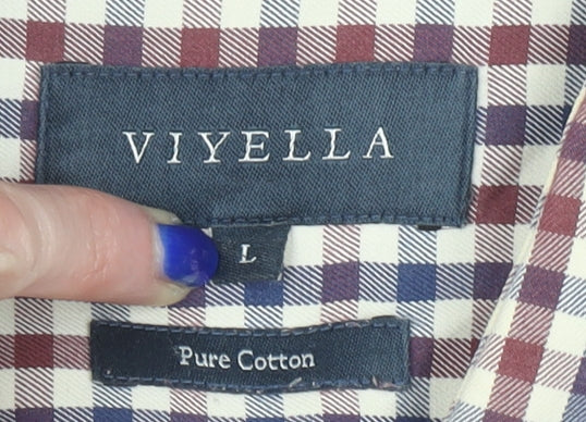 Viyella Men's Multicoloured Checked Cotton Button-Down Shirt Size L