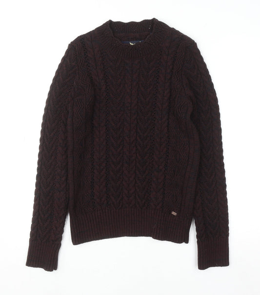 Superdry Womens Brown Cable-Knit Pullover Jumper Size S