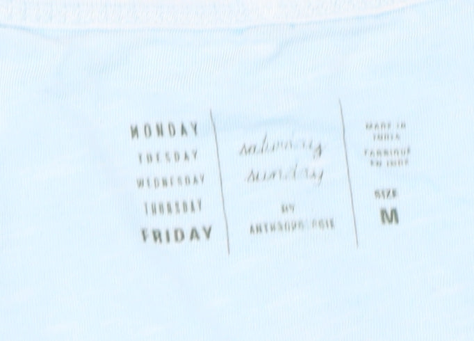 Anthropologie Women Blue Cotton Long Sleeve V-Neck T-Shirt Size M