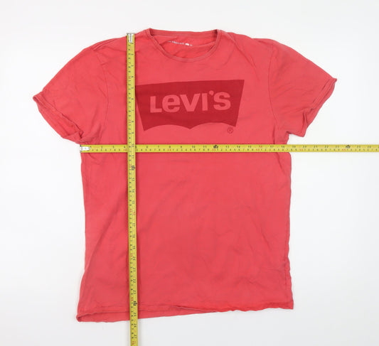 Levi's Mens Red Graphic Logo T-Shirt Size M Crew Neck Short Sleeve