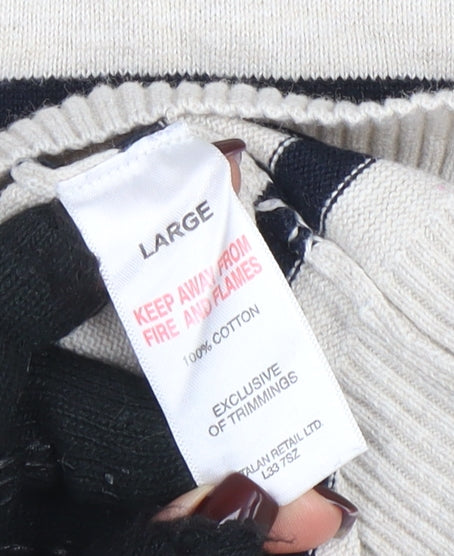 Additional view of Easy Men’s Beige Striped Cotton Crew Neck jumper L