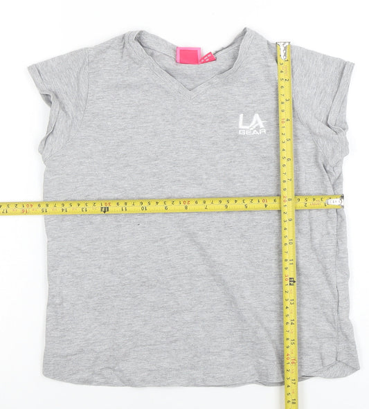 LA Gear Girls Grey V-Neck Short Sleeve Basic T-Shirt 11-12 Years