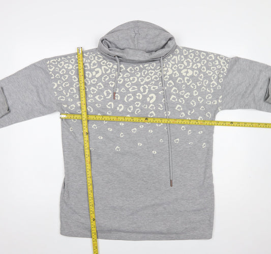 Capsule Womens Grey Animal Print Hooded Pullover Sweatshirt Size M