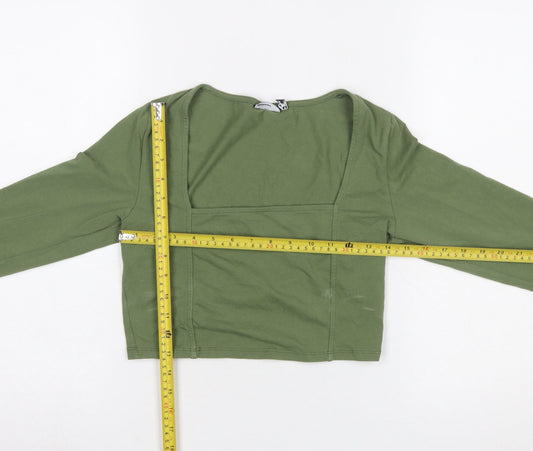 ASOS DESIGN Women’s Green Cropped Long Sleeve Square Neck Top UK 10