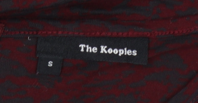 The Kooples Women's Red Slim Fit Zip Back Short Sleeve T-Shirt S