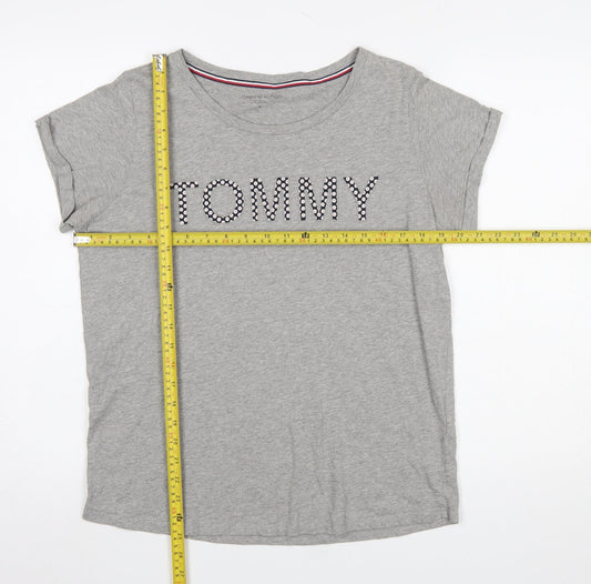 Tommy Hilfiger Womens Grey Cotton Basic Short Sleeve T-Shirt M