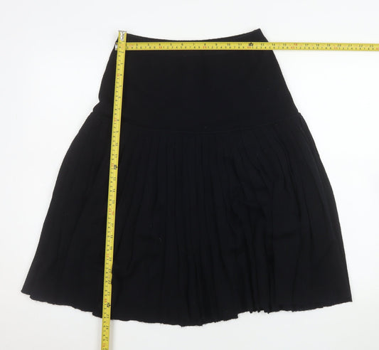 Windsmoor Womens Black Pleated Wool Blend Knee Length Skirt M