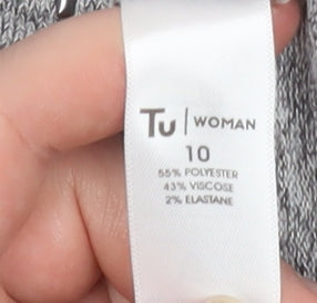 Tu Woman Grey Embellished Long Sleeve Tunic Top Size 10
