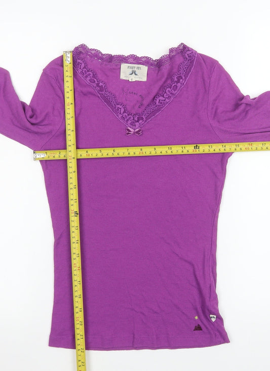 White Stuff Women's Purple Lace V-Neck Long Sleeve Nightshirt S