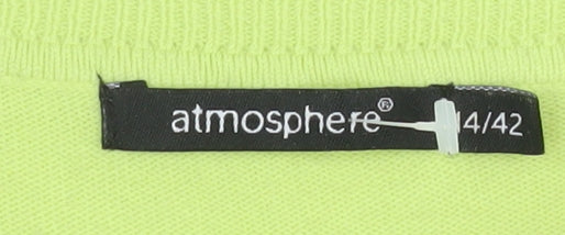 Atmosphere Women's Green V-Neck Acrylic Pullover Jumper Size 14