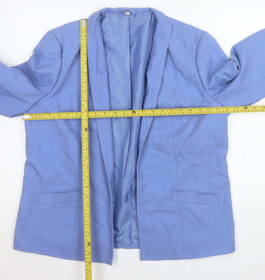 EWM Women Blue Size 16 Classic Shawl Collar Lined Blazer Jacket
