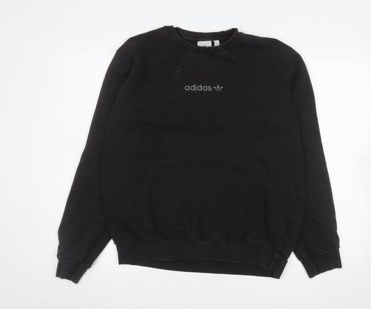 Adidas Mens Black Crew Neck Sweatshirt L Sports Pullover