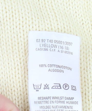 Marks and Spencer Womens Yellow Cotton Pullover Jumper Size 16-18