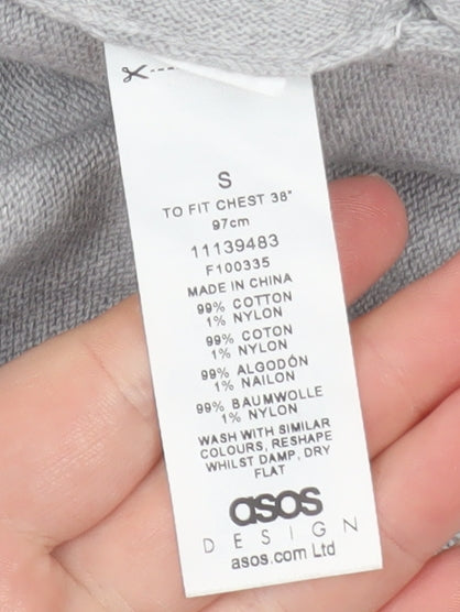 Additional view of ASOS DESIGN men’s grey knit pullover hoodie, size S, regular fit