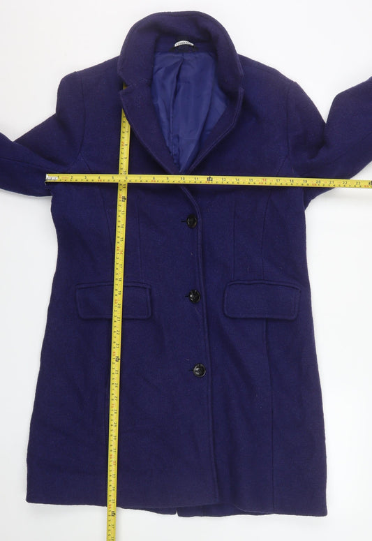Lands' End Women’s Blue Wool Blend Mid-Length Overcoat Size 14