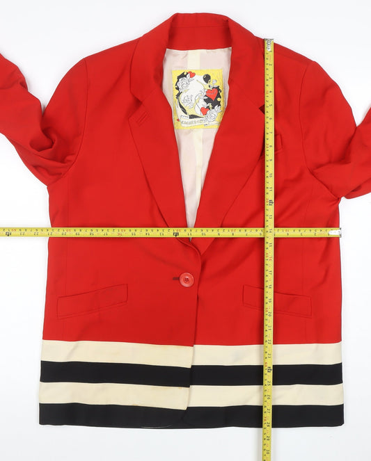 Cache D'or Womens Red Wool Blazer Size 16 Single-Breasted Tailored Jacket