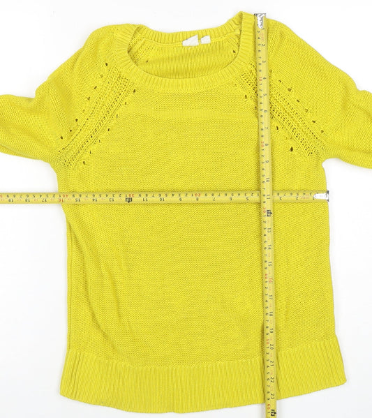 GAP Women’s Yellow Cotton Crew Neck Knit Jumper Size S