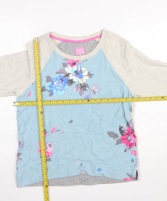 Joules Women Blue Floral Long Sleeve Pullover Sweatshirt UK 14