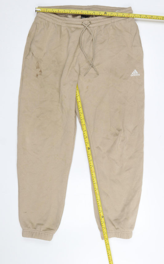 Adidas Womens Beige XL Jogger Sweatpants Cotton Blend Loungewear