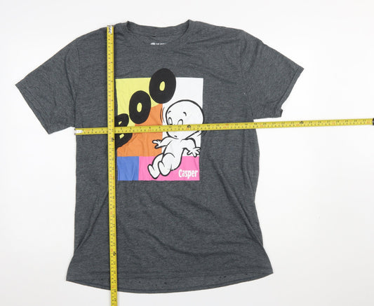 Casper Men's Grey Graphic Short Sleeve Cotton T-Shirt Size L