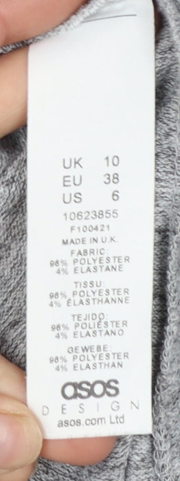 Brand and care label for ASOS Design Women’s Grey Long Sleeve Playsuit UK 10 Polyester Blend