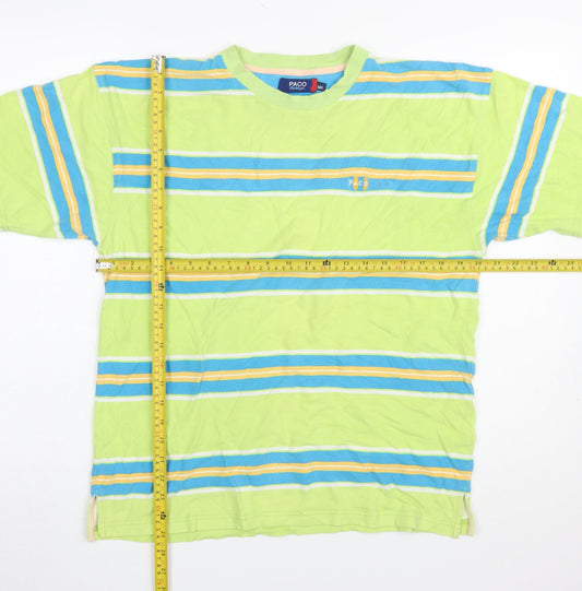 Paco Design Men's Retro Multicoloured Striped Cotton T-Shirt M