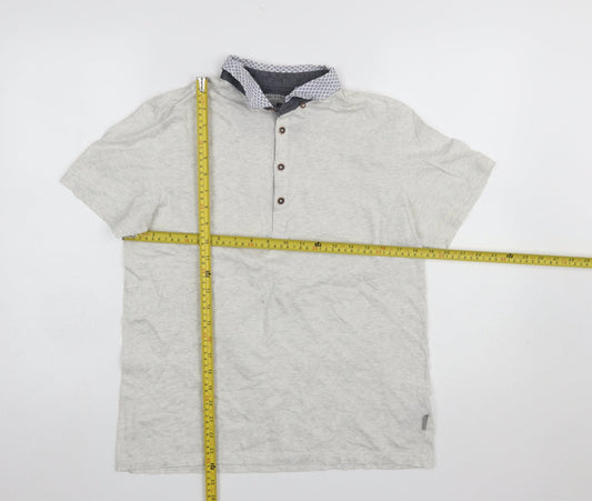 Ted Baker Men’s Beige Cotton Polo Shirt Size L Button Collar