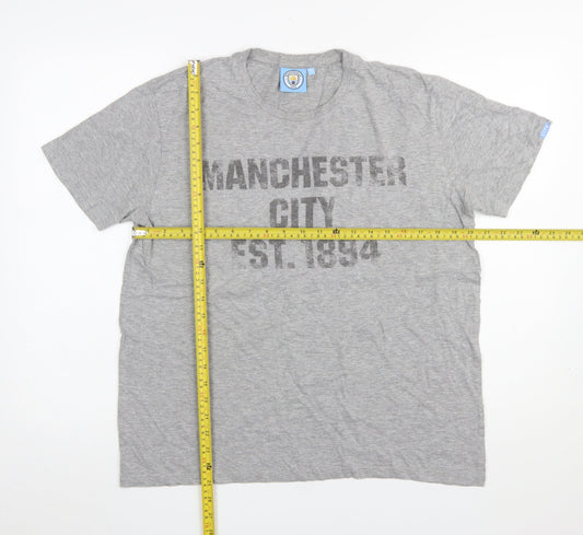 Manchester City Grey Men's Medium Crew Neck Graphic T-Shirt