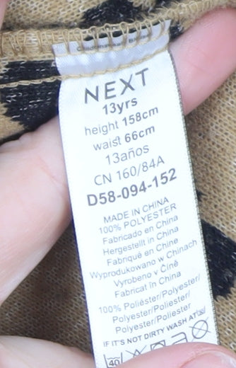 Brand and care label for Next girls’ brown leopard print fleece shirt jacket 13 years