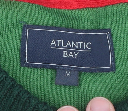 Atlantic Bay Men's Green Christmas Pudding Jumper M Knit Pullover
