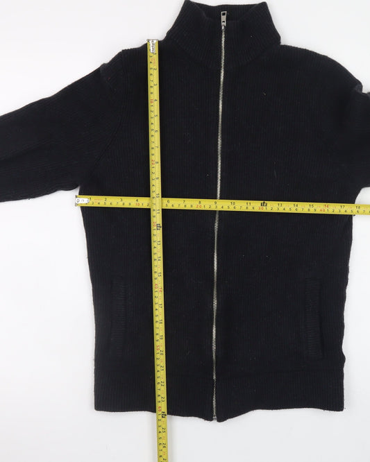 Marks and Spencer Men’s Black Wool Cotton Full Zip Jumper Small