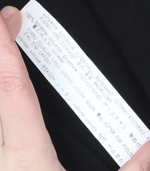 Additional view of Zara Woman Black Long Overcoat, size 12, Elegant Lined Coat