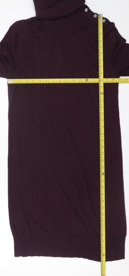 GAP Women’s Purple Wool Blend Roll Neck Long Sleeve Jumper Dress Size S