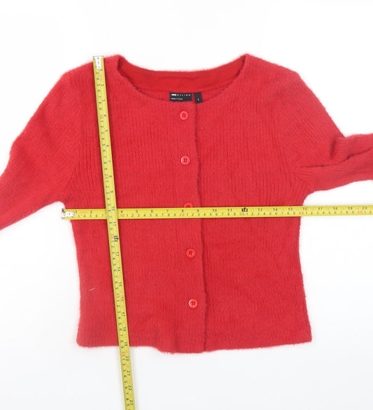 ASOS DESIGN Women Red Knit Button Cardigan M Regular Fit