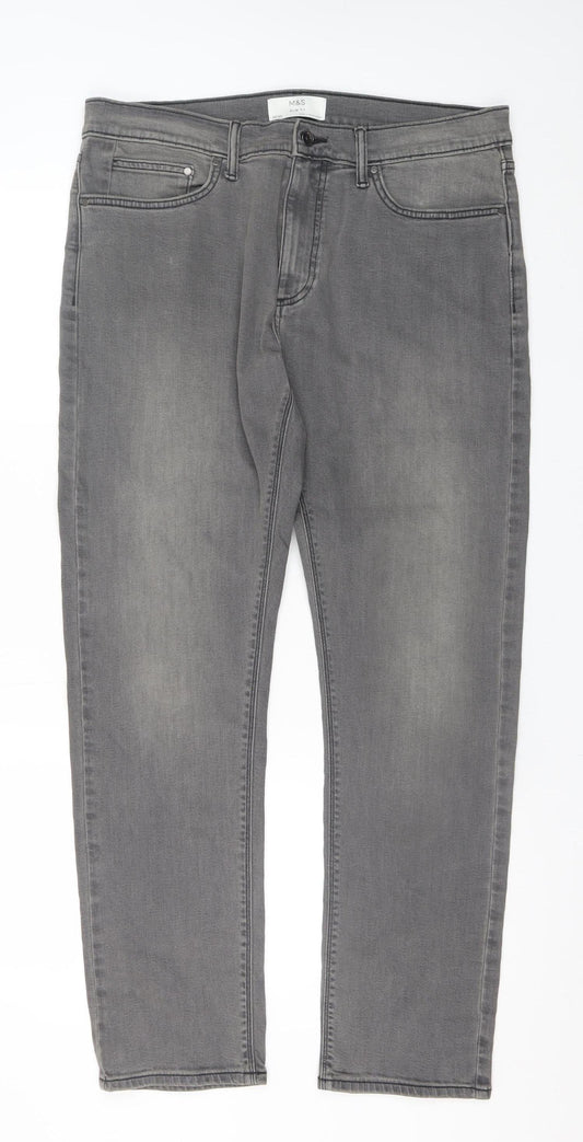 Marks and Spencer Men's Grey Slim Fit Denim Jeans 34W 31L